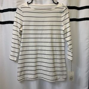 NWT boat neck black and white stripe top